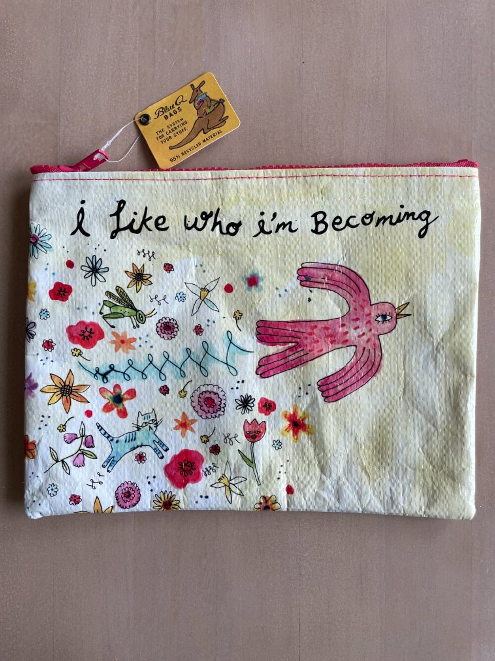Entire Closet $5! NWT 9"x7" Blue Q Bags I Like Who I'm Becoming Zipper Pouch - Picture 2 of 14